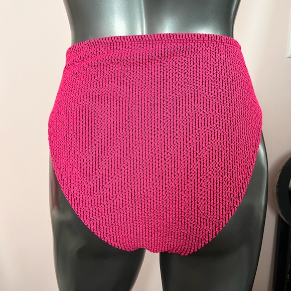 NWT High Waisted French Cut Ribbed Pink & Black Bikini Bottom - Picture 4 of 6